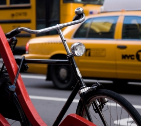 NYC - ancient bike & modern taxi © PoOrEsT tax