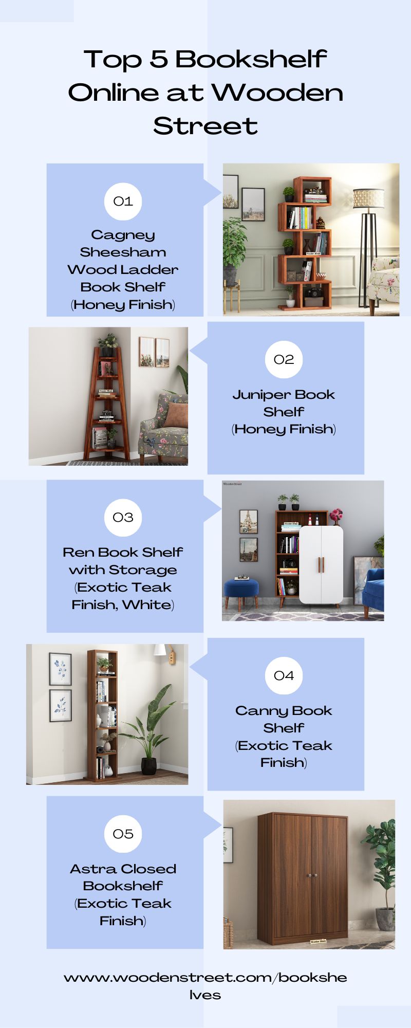 Top 5 Bookshelves online From best furniture store Wooden Street