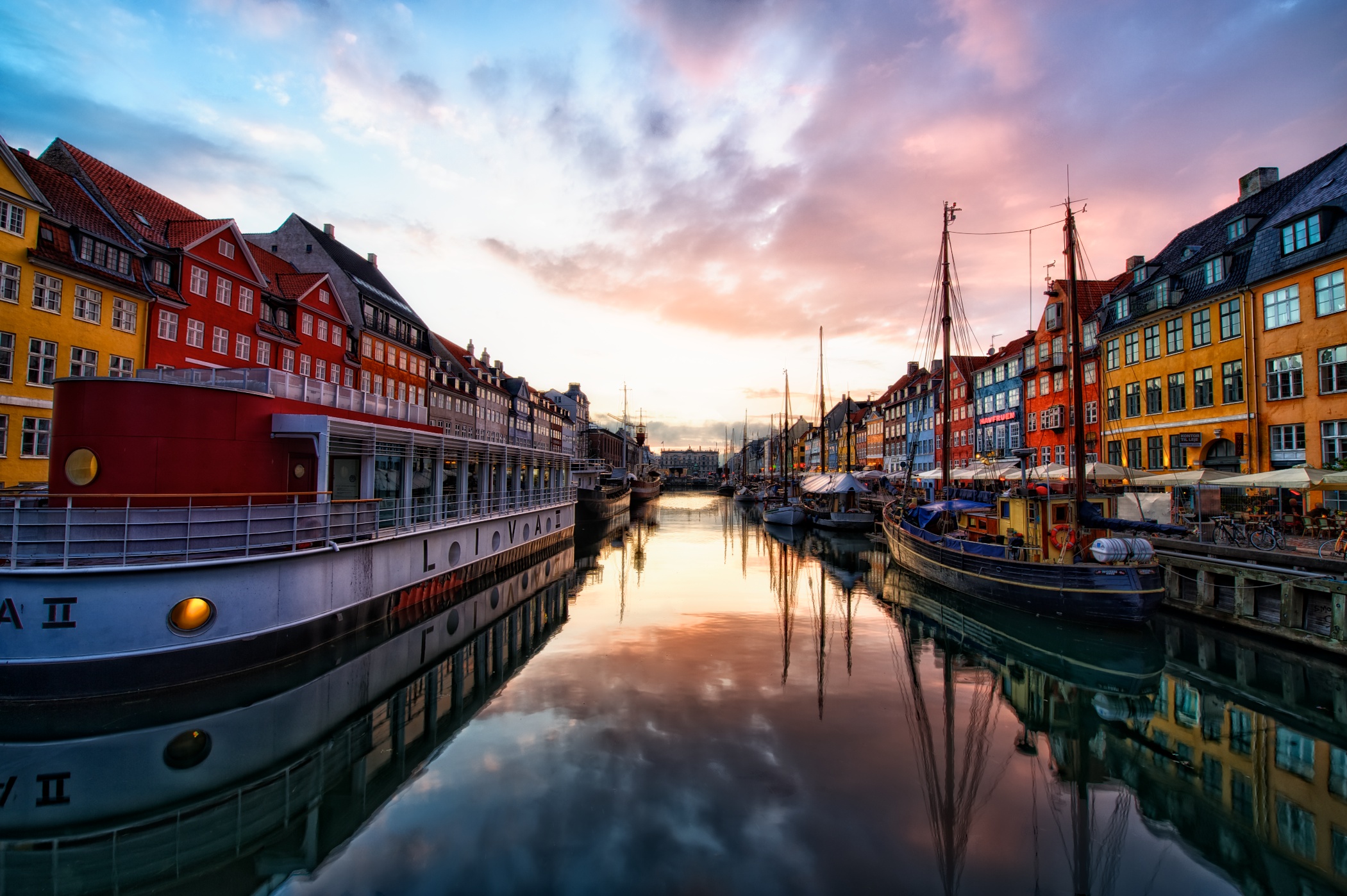 Sunset At Nyhavn Copenhagen Denmark Desktop Wallpaper