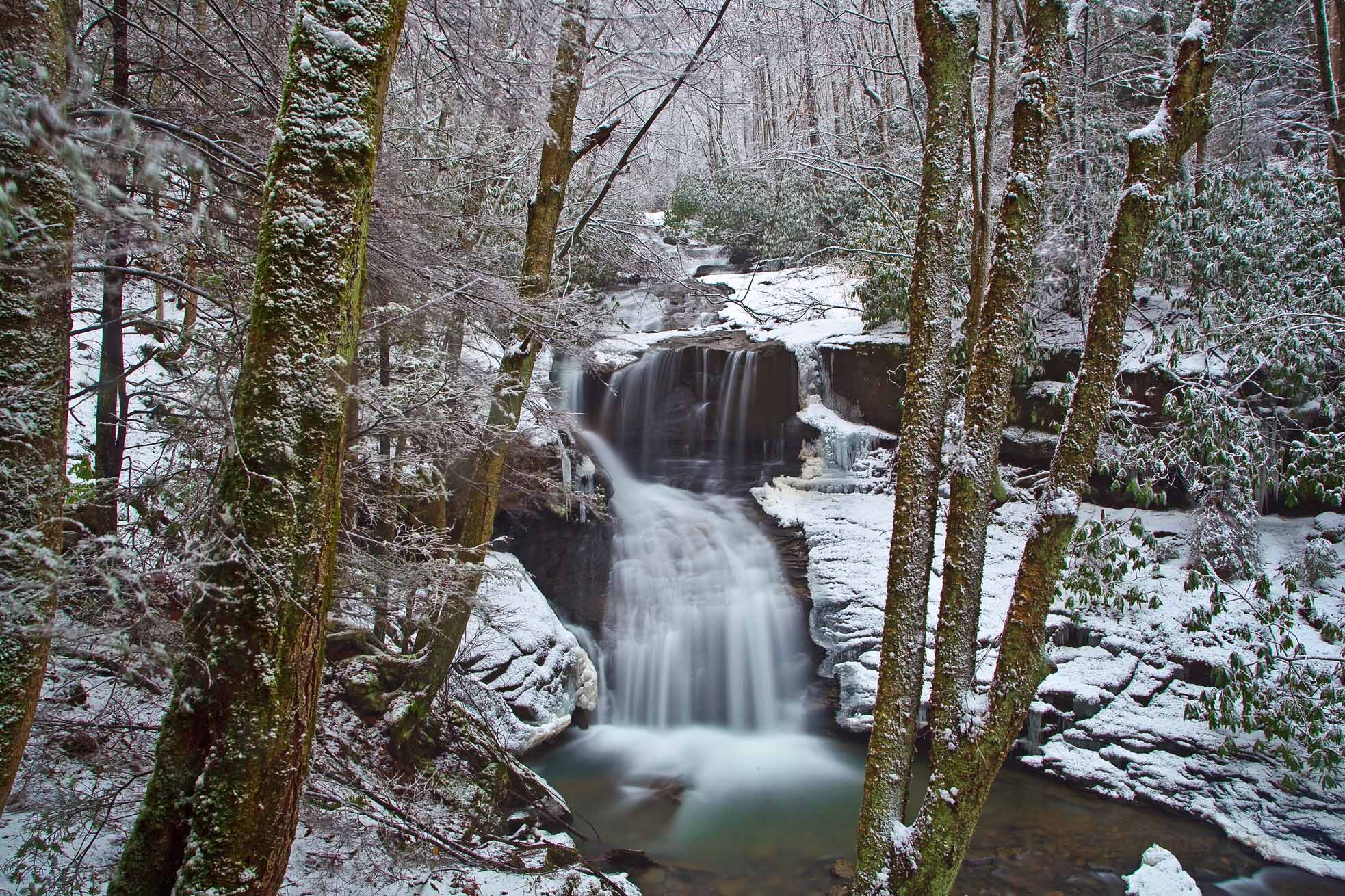 'snowy winter wv ravine waterfall' by ForestWander
