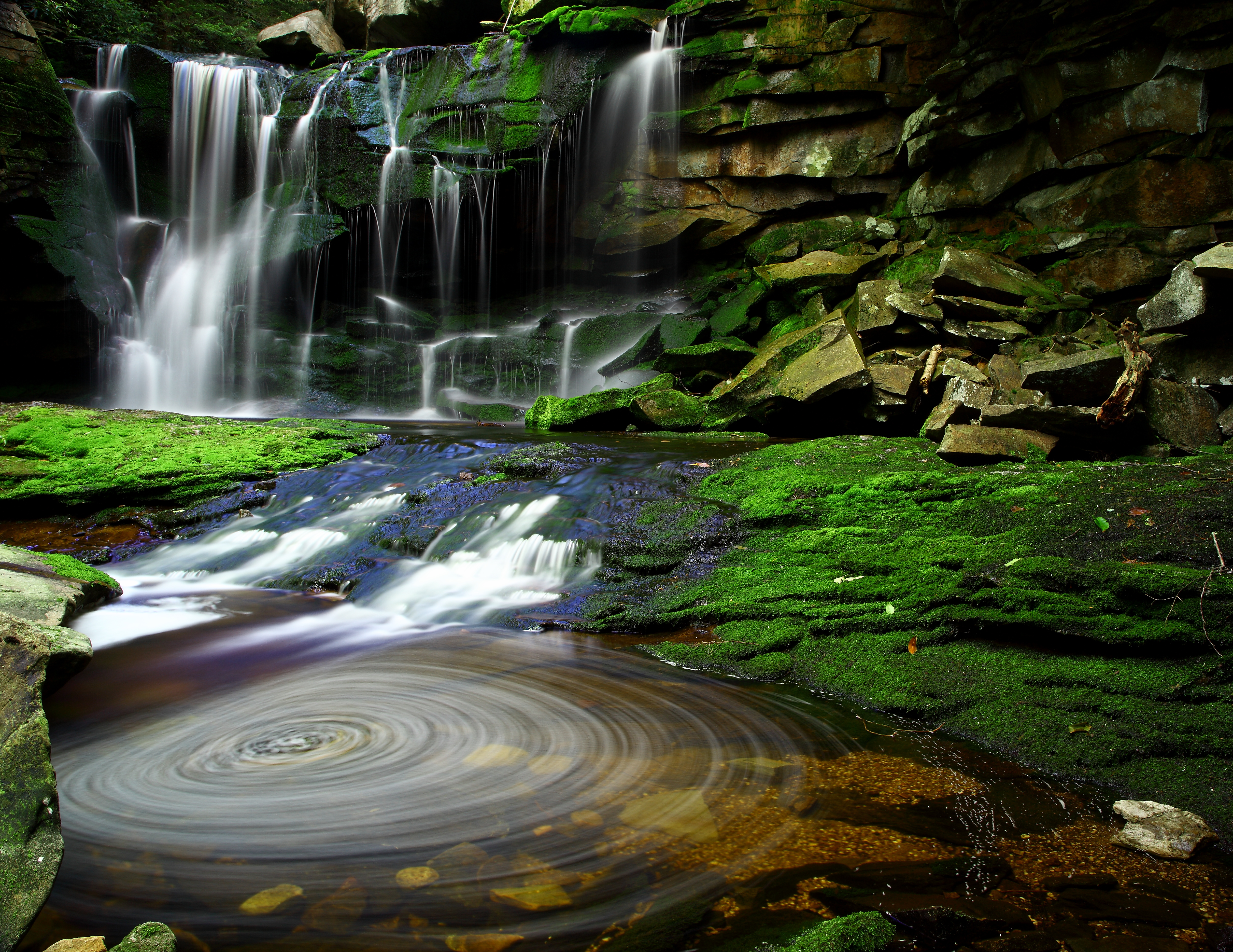 'Elakala Waterfalls Swirling Pool Mossy Rocks' by ForestWander