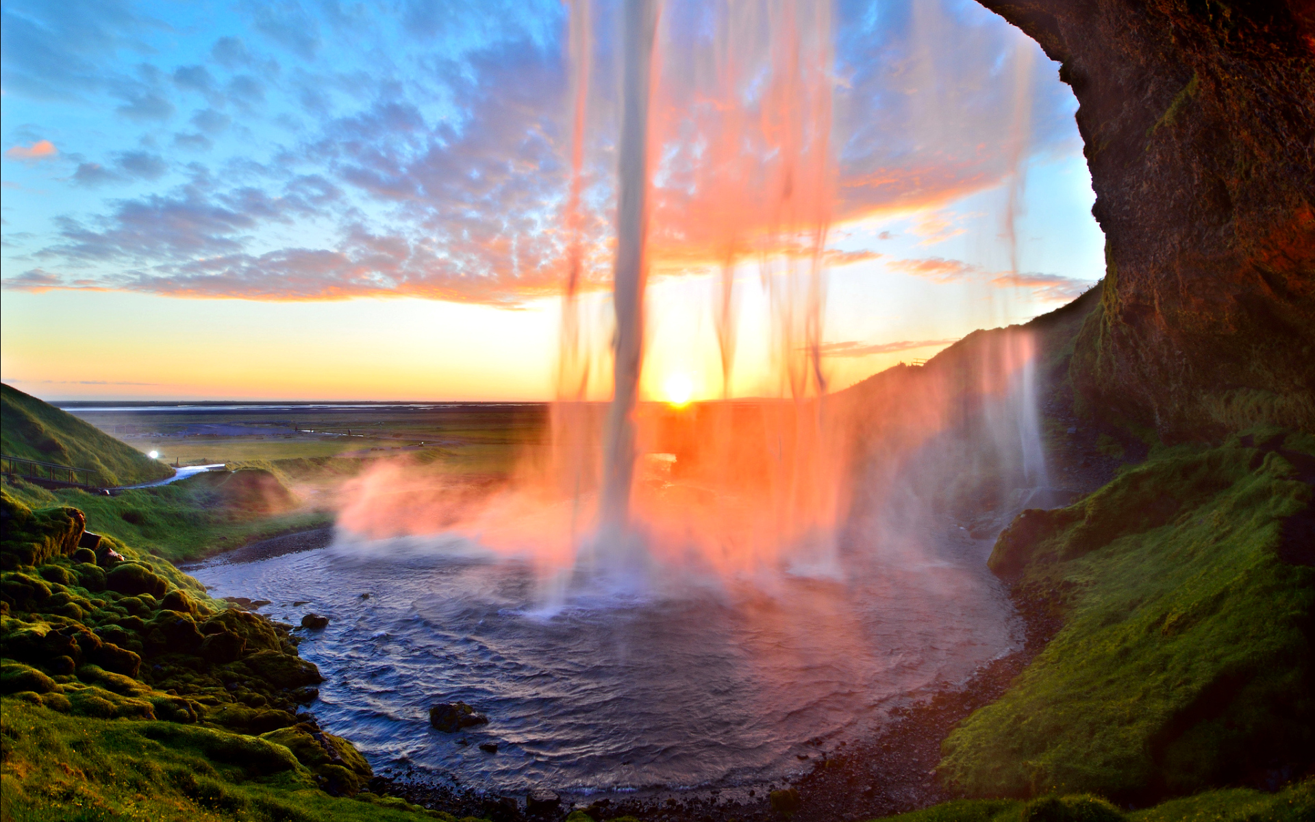 Sunset Curtain Call At Seljalandsfoss Iceland By David Shield